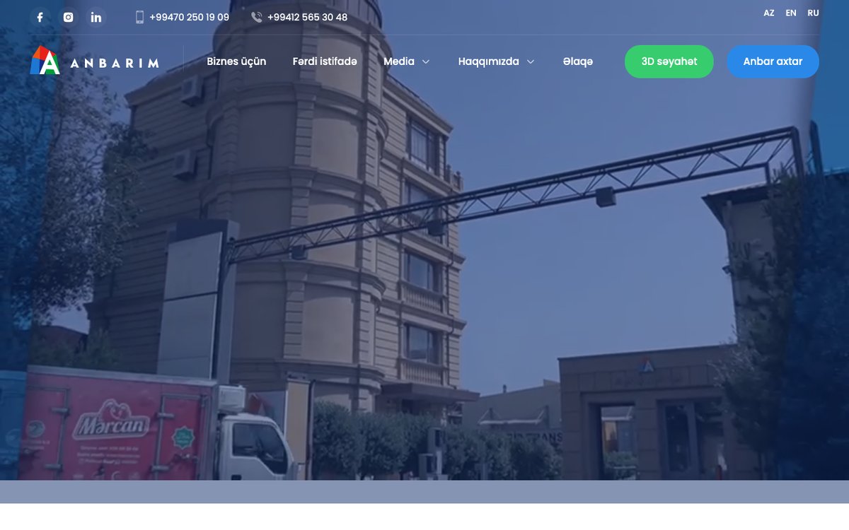 Korporativ veb-sayt — Anbarim.com (Stock Baku)